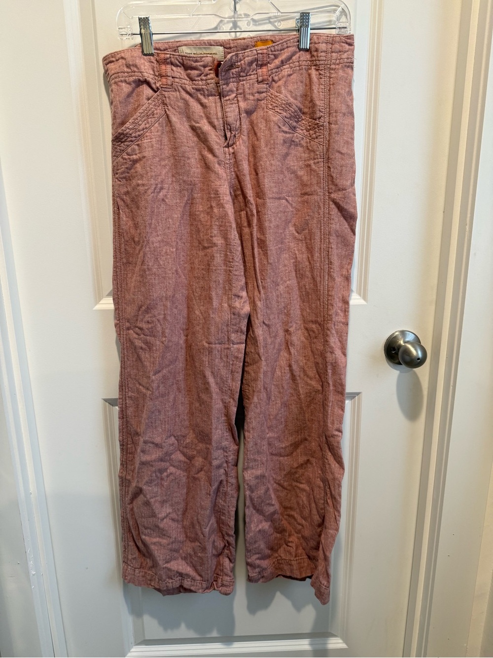 Anthropologie Pilcro Pink Linen Blend Wide Leg Utility Pants 8